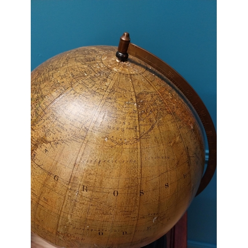 259 - 19th C. world globe raised on mahogany stand {60 cm H x 32 cm Dia.}.