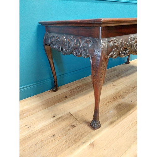 266 - Fine quality Irish 19th C. carved mahogany centre table with the frieze carved with acanthus leaf an... 