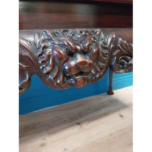 266 - Fine quality Irish 19th C. carved mahogany centre table with the frieze carved with acanthus leaf an... 