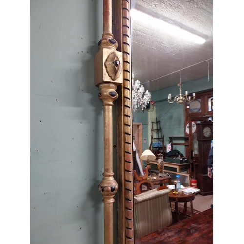 302 - 19th C. giltwood and ebonised overmantle mirror {205 cm H x 195 cm W}.