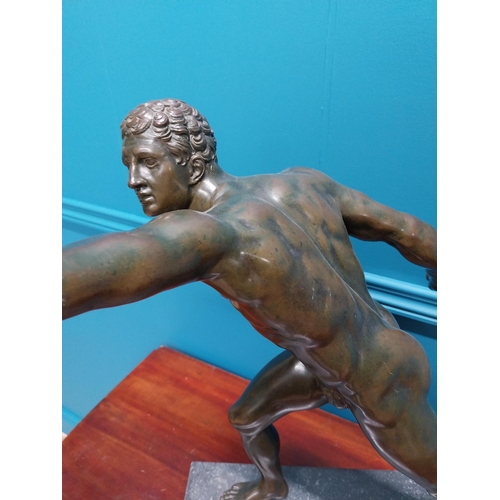 304 - 19th C. Grand Tour model of the Gladiator mounted on marble base {56 cm H x 42 cm W x 17 cm D}.