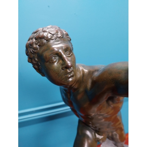 304 - 19th C. Grand Tour model of the Gladiator mounted on marble base {56 cm H x 42 cm W x 17 cm D}.