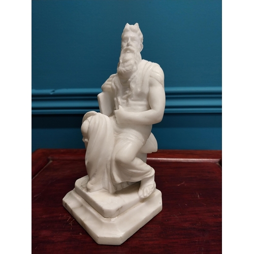 305 - 19th C. carved alabaster figure of Moses {16 cm H x 7 cm W x 7 cm D}.