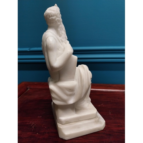 305 - 19th C. carved alabaster figure of Moses {16 cm H x 7 cm W x 7 cm D}.