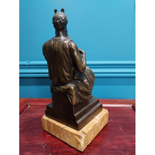 306 - 19th C. bronze figure of Moses mounted on marble base {17 cm H x 9 cm W x 8 cm D}.