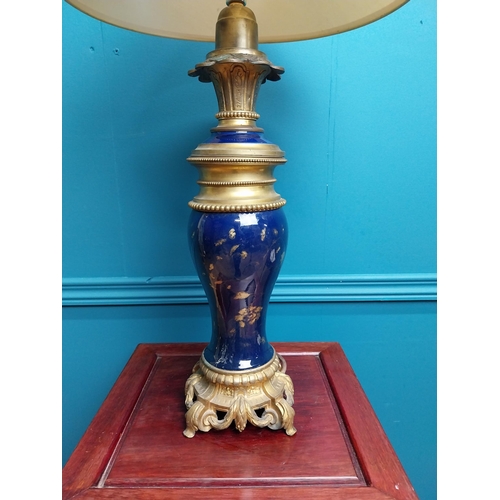 312 - Good quality gilded bronze and ceramic table lamp {63 cm H x 35 cm Dia.}.