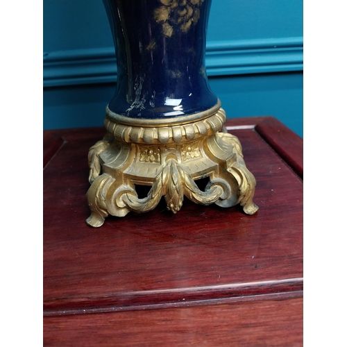 312 - Good quality gilded bronze and ceramic table lamp {63 cm H x 35 cm Dia.}.