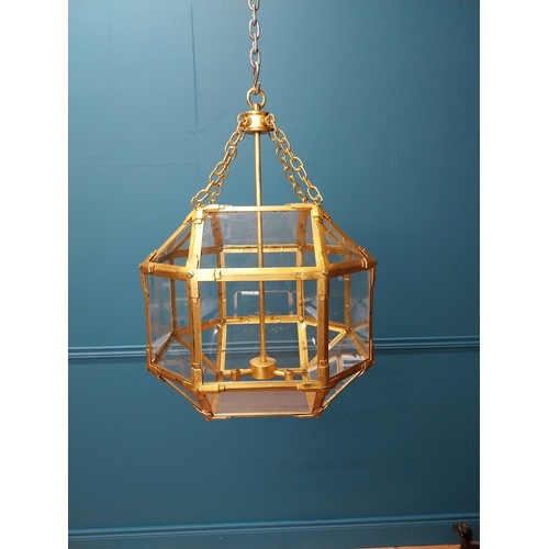 317 - Good quality gilded metal hall lantern {55 cm H x 42 cm Dia.}.