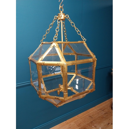 317 - Good quality gilded metal hall lantern {55 cm H x 42 cm Dia.}.