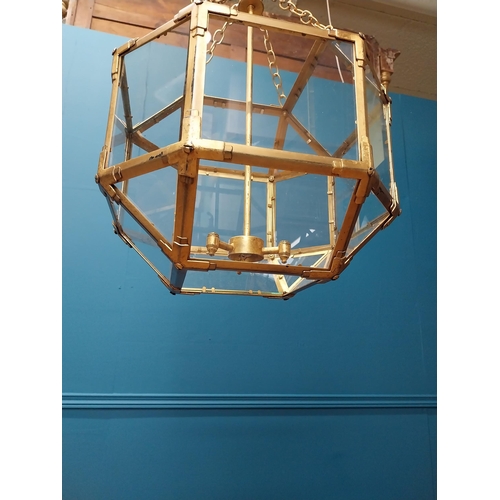 317 - Good quality gilded metal hall lantern {55 cm H x 42 cm Dia.}.