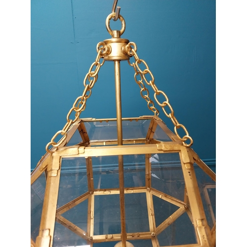 317 - Good quality gilded metal hall lantern {55 cm H x 42 cm Dia.}.