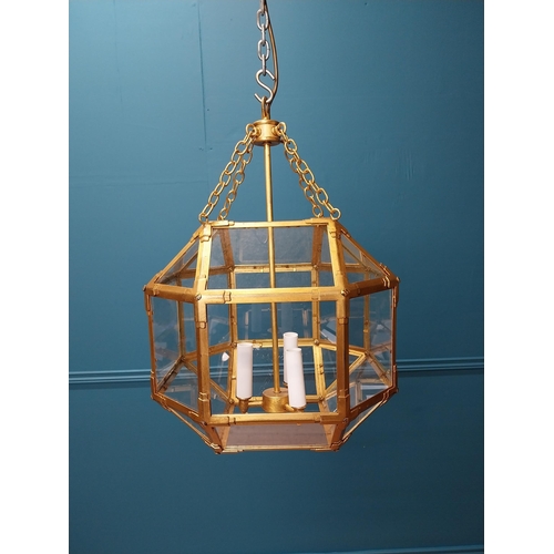 318 - Good quality gilded metal hall lantern {55 cm H x 42 cm Dia.}.