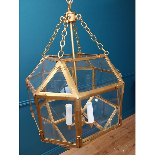 318 - Good quality gilded metal hall lantern {55 cm H x 42 cm Dia.}.