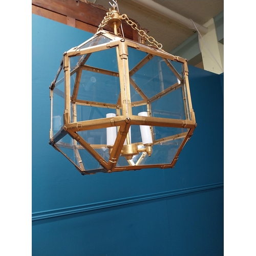 318 - Good quality gilded metal hall lantern {55 cm H x 42 cm Dia.}.