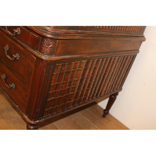 320A - Mahogany partners desk with inset leather top. {H 77cm x W 165cm x D 90cm}.