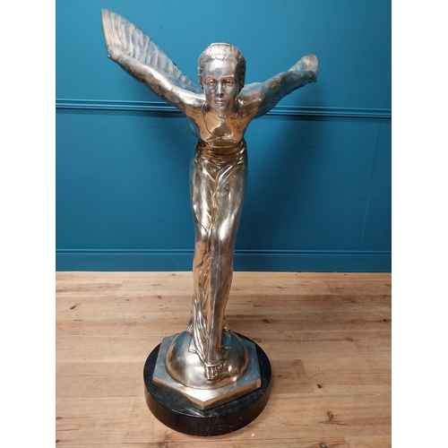 340 - Exceptional quality chromed bronze Spirit of Ecstasy Rolls Royce showroom mascot {136 cm H x 82 cm W... 