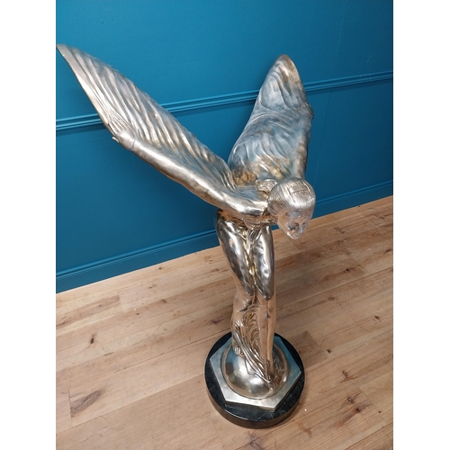 340 - Exceptional quality chromed bronze Spirit of Ecstasy Rolls Royce showroom mascot {136 cm H x 82 cm W... 