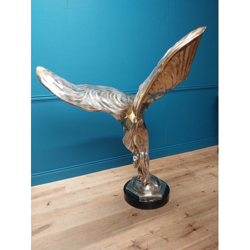 340 - Exceptional quality chromed bronze Spirit of Ecstasy Rolls Royce showroom mascot {136 cm H x 82 cm W... 