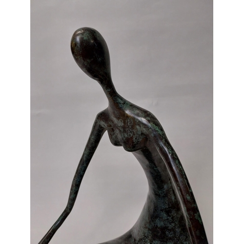 344 - Exceptional quality contemporary bronze sculpture of a Seated Lady {64 cm H x 34 cm W x 34 cm D}.