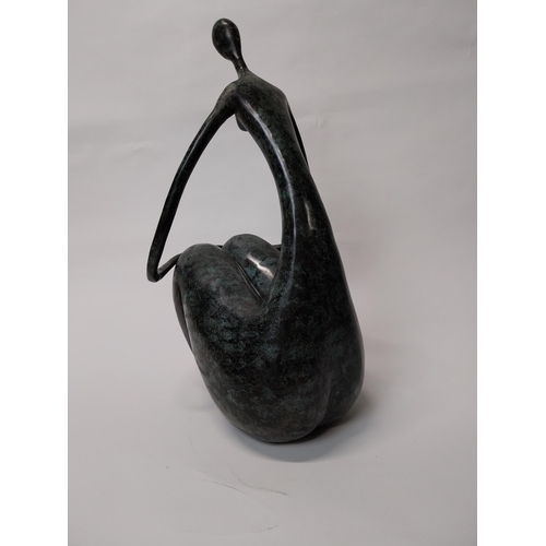 344 - Exceptional quality contemporary bronze sculpture of a Seated Lady {64 cm H x 34 cm W x 34 cm D}.