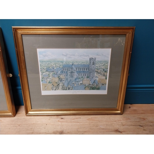 346 - Set of two Stephen Conlin Dublin scenes framed coloured print - Dublin Castle 1475 and St Patrick's ... 