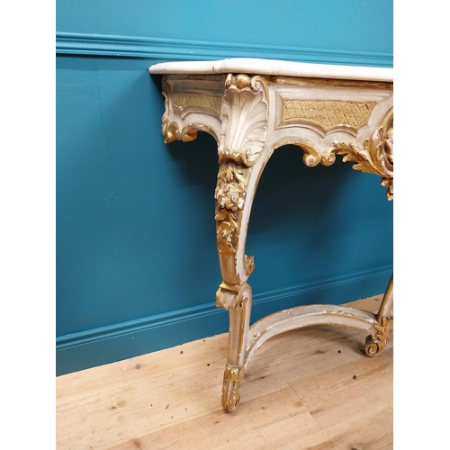 35 - Early 19th C. French gilt and painted consul table with marble top raised on cabriole legs {94 cm H ... 