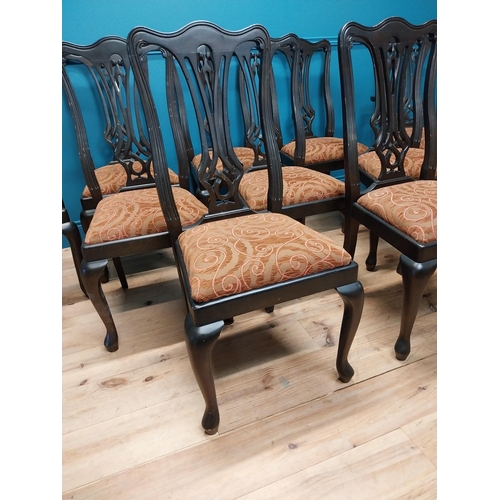 350 - Set of eight plus two mahogany dining chairs with upholstered seats raised on cabriole legs in the V... 