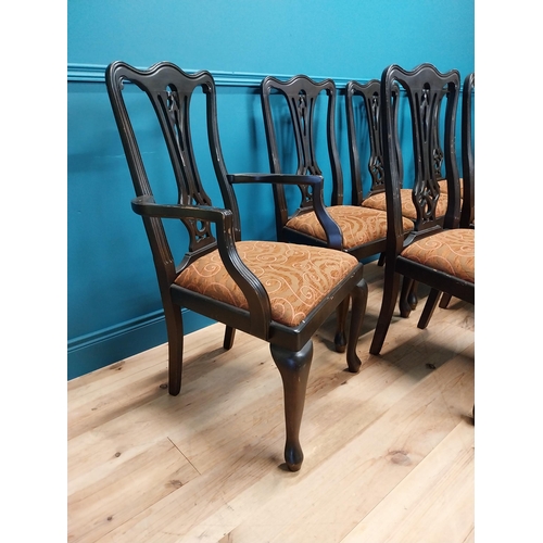 350 - Set of eight plus two mahogany dining chairs with upholstered seats raised on cabriole legs in the V... 