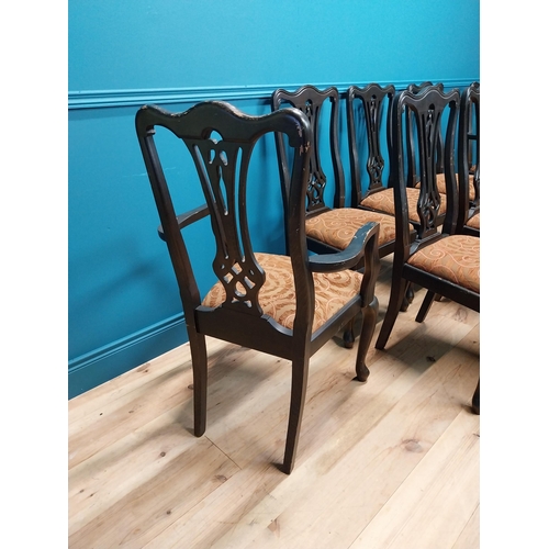 350 - Set of eight plus two mahogany dining chairs with upholstered seats raised on cabriole legs in the V... 