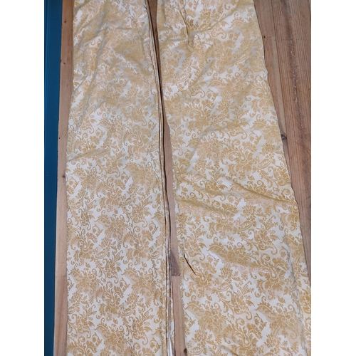 351 - Good quality pair of embroidered and lined curtains {340 cm H x 206 cm W}.