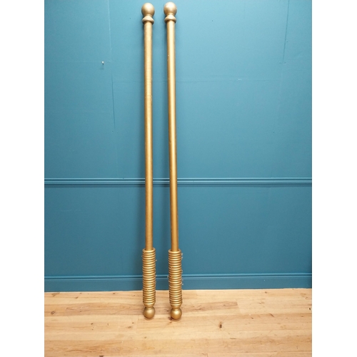 357 - Pair of wooden painted curtain poles {220 cm L x 10 cm Dia.}.