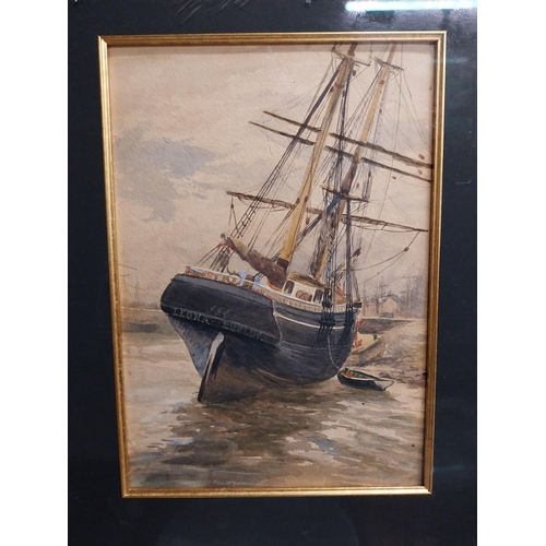 368 - 19th C. Maritime scene watercolour  mounted in a veneered frame  {55 cm H x 46 cm W}.