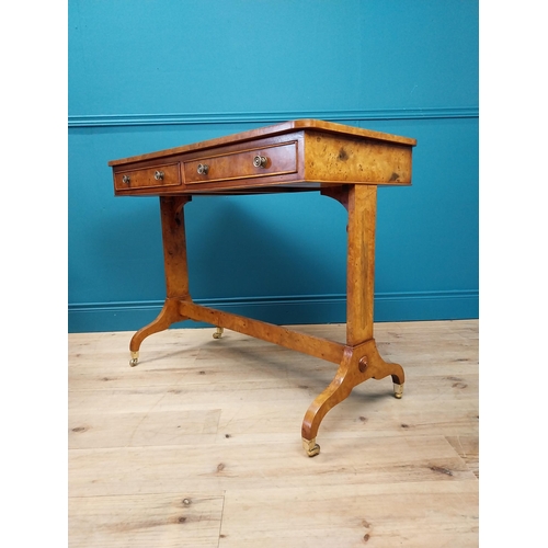 37 - Exceptional quality burr walnut side table with two drawers in the frieze raised on square supports,... 