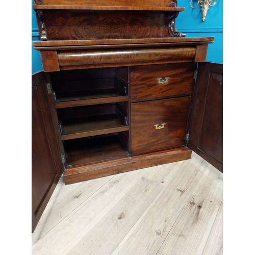 371 - Good quality 19th C. feathered mahogany side cabinet with fitted interior, gallery back and two blin... 