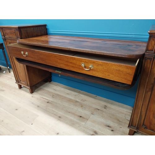 373 - Good quality Regency mahogany pedestal side board raised on tapered legs {111 cm H x 246 cm W x 65 c... 