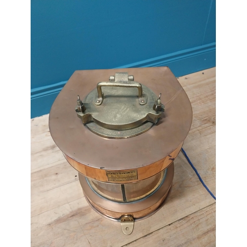 38 - Good quality early 20th C. brass and copper ships lantern {36 cm H x 34 cm W x 32 cm D}.
