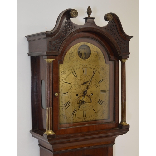 60 - Georgian mahogany Grandfather longcase clock with brass dial.{225 cm H x 48 cm W}