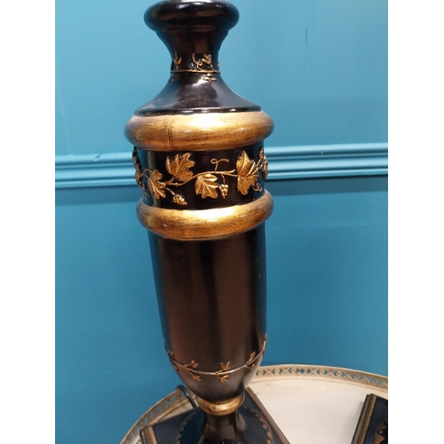 68 - Pair of ebonised and gilded resin table lamps decorated with grape vines {56 cm H x 15 cm Dia.}.