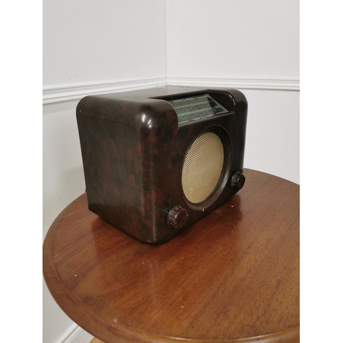 699 - Bush Bakelite radio with original back { 24cm H X 30cm W X 20cm D }.