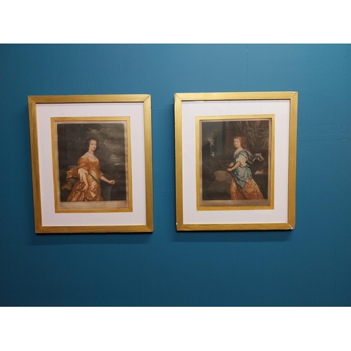 71 - Pair of 19th C. coloured prints mounted in gilt frames printed in colour a true printing engraved by... 