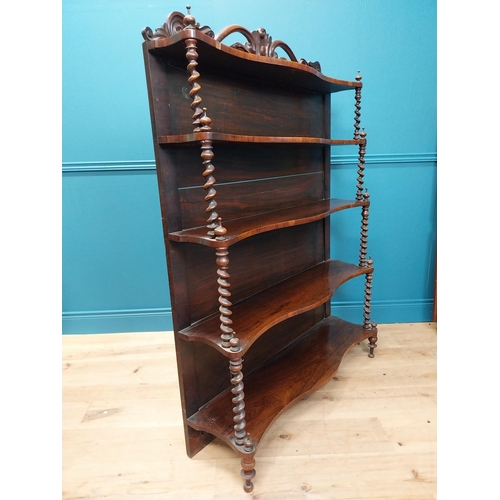 75 - William IV rosewood waterfall bookcase with four serpentine shelves  { 148cm H X 105cm W X 30cm D