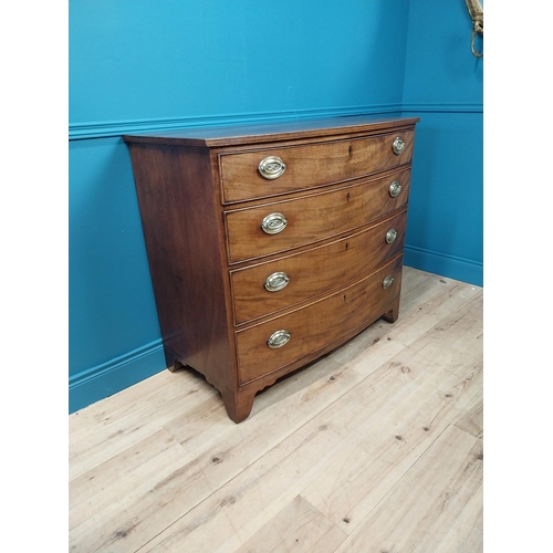 82 - Good quality early 19th C. bow fronted chest of drawers with four graduated drawers and brass handle... 