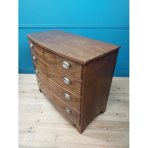 82 - Good quality early 19th C. bow fronted chest of drawers with four graduated drawers and brass handle... 