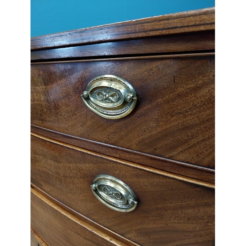 82 - Good quality early 19th C. bow fronted chest of drawers with four graduated drawers and brass handle... 