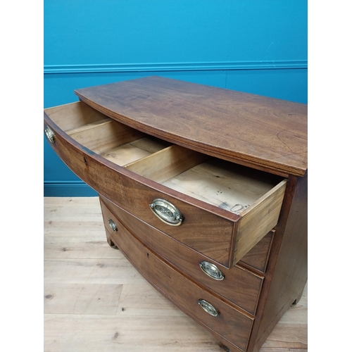 82 - Good quality early 19th C. bow fronted chest of drawers with four graduated drawers and brass handle... 
