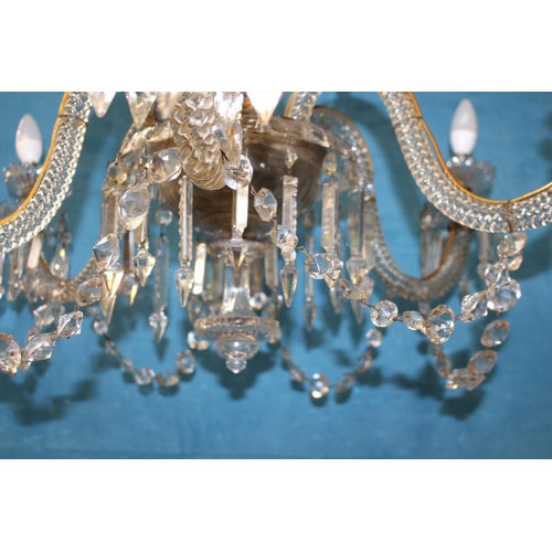 83 - 19th C. cut crystal six branch chandelier  {H 110cm x Dia 82cm}.