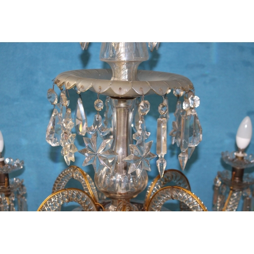 83 - 19th C. cut crystal six branch chandelier  {H 110cm x Dia 82cm}.