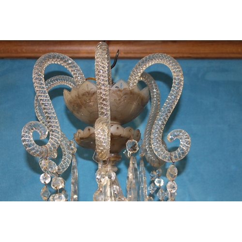 83 - 19th C. cut crystal six branch chandelier  {H 110cm x Dia 82cm}.