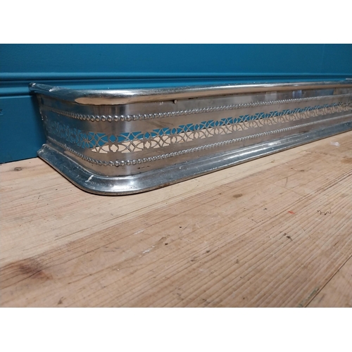 87 - 19th C. nickel plated pierced fire fender {13 cm H x 130 cm W x 23 cm D}.