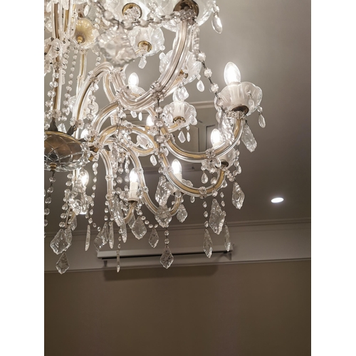 91 - Good quality French crystal fifteen branch chandelier {94cm H x 80cm Dia.}
